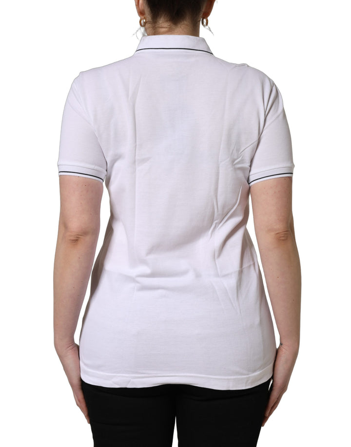 Dolce &amp; Gabbana White Crown Cotton Short Sleeves Polo Top