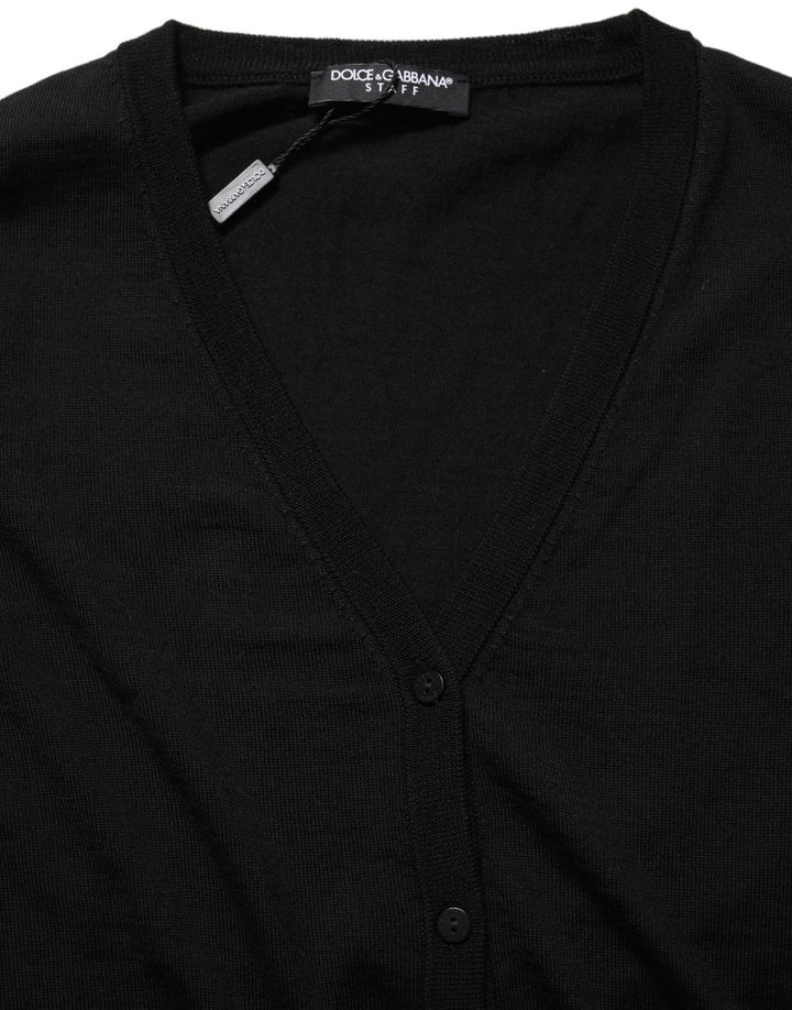 Dolce &amp; Gabbana Black Wool Knit Button Cardigan Sweater