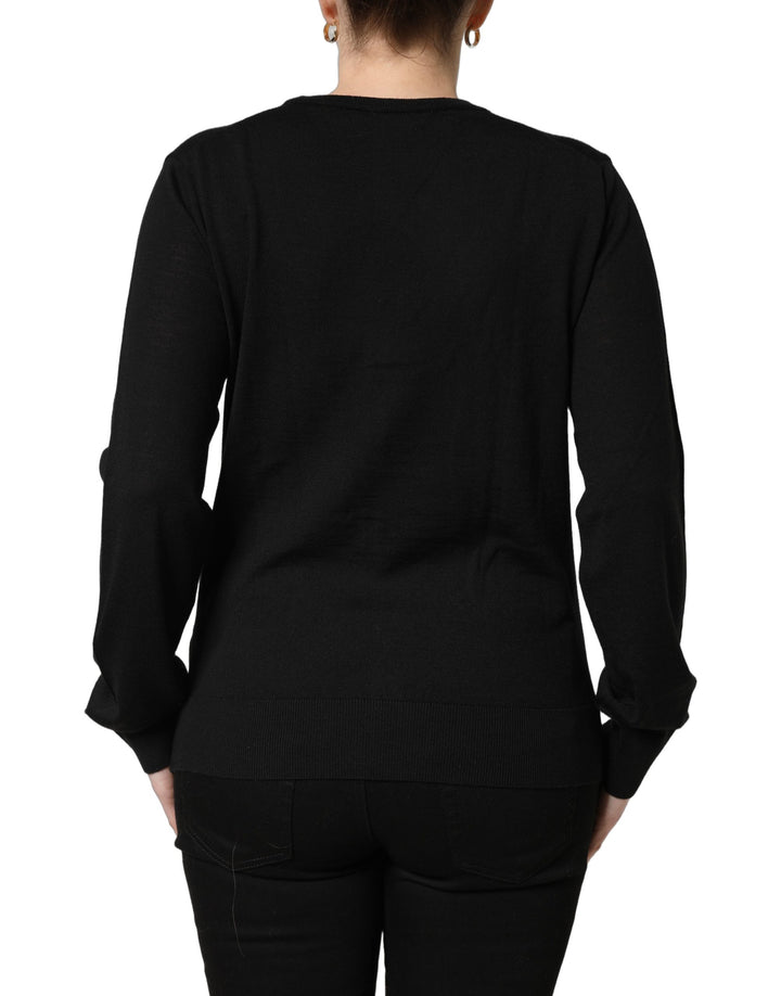 Dolce &amp; Gabbana Black Wool Knit Button Cardigan Sweater