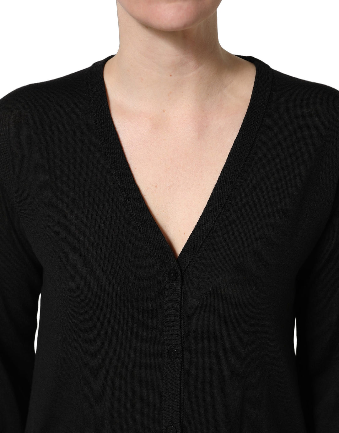 Dolce &amp; Gabbana Black Wool Knit Button Cardigan Sweater