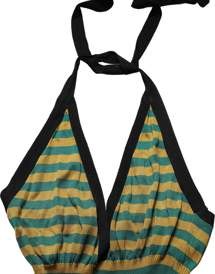 Dolce &amp; Gabbana Multicolor Stripes Wool Knit Halter Tank Top