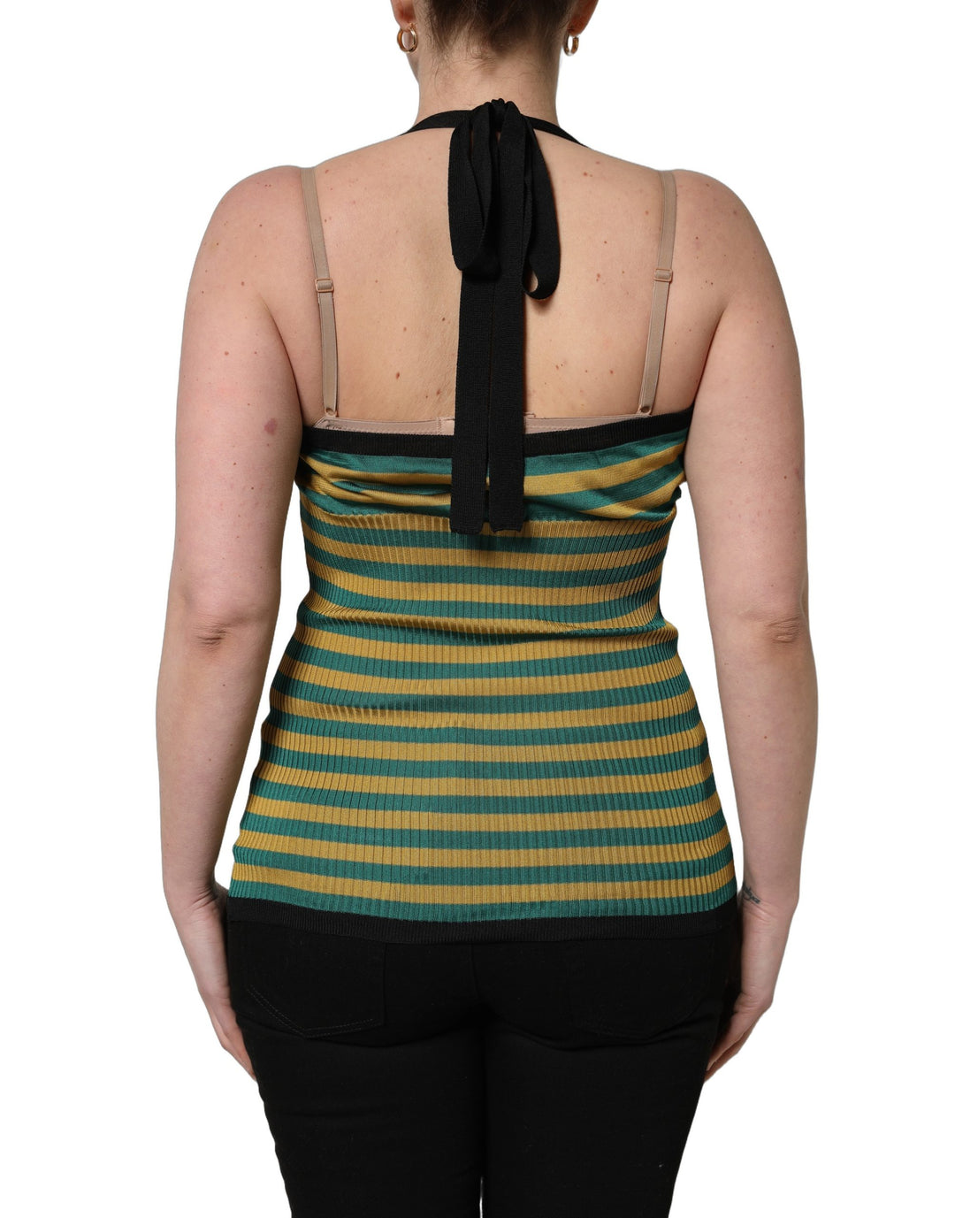 Dolce &amp; Gabbana Multicolor Stripes Wool Knit Halter Tank Top