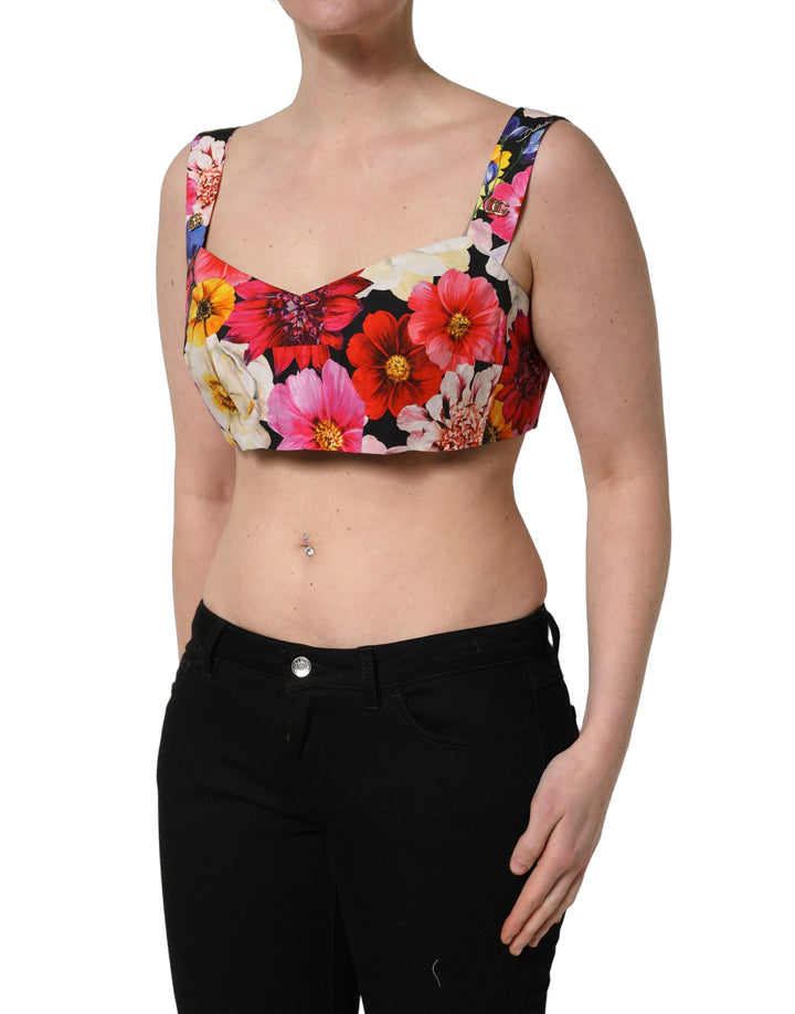 Dolce &amp; Gabbana Multicolor Floral Cropped Bustier Tank Top