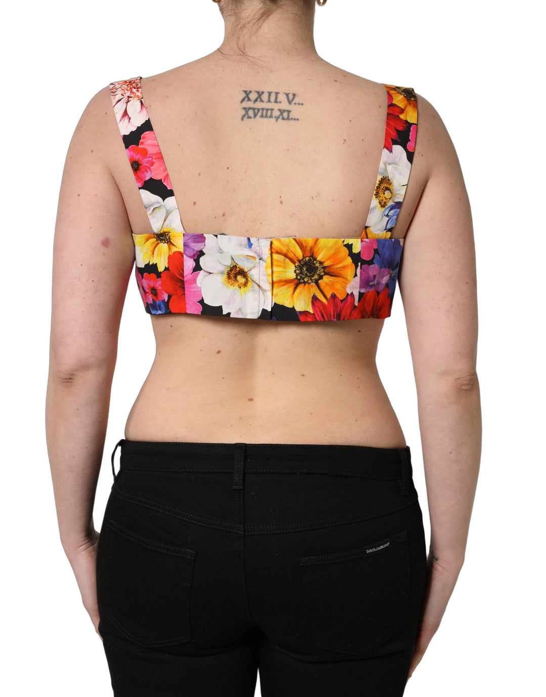 Dolce &amp; Gabbana Multicolor Floral Cropped Bustier Tank Top