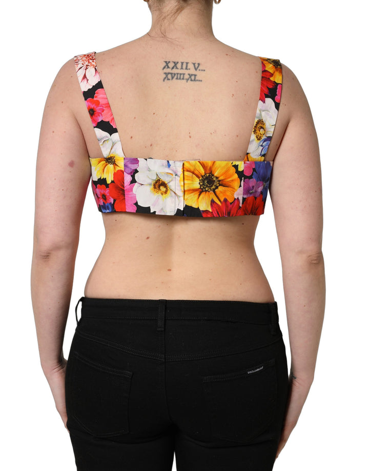 Dolce &amp; Gabbana Multicolor Floral Cropped Bustier Tank Top