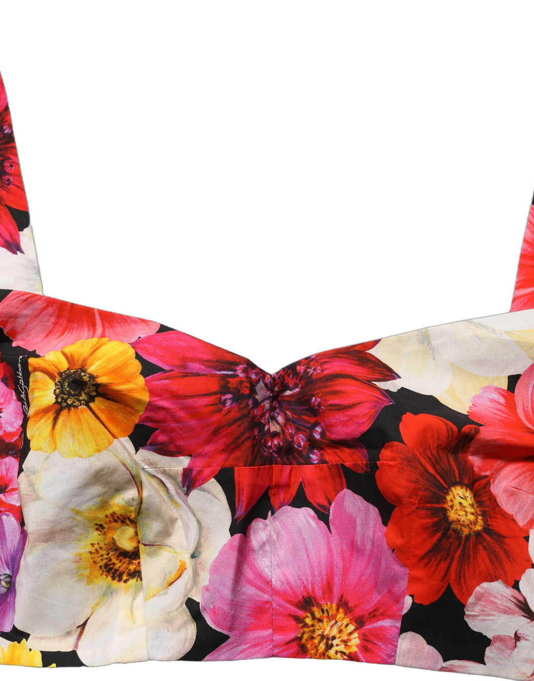 Dolce &amp; Gabbana Multicolor Floral Cropped Bustier Tank Top