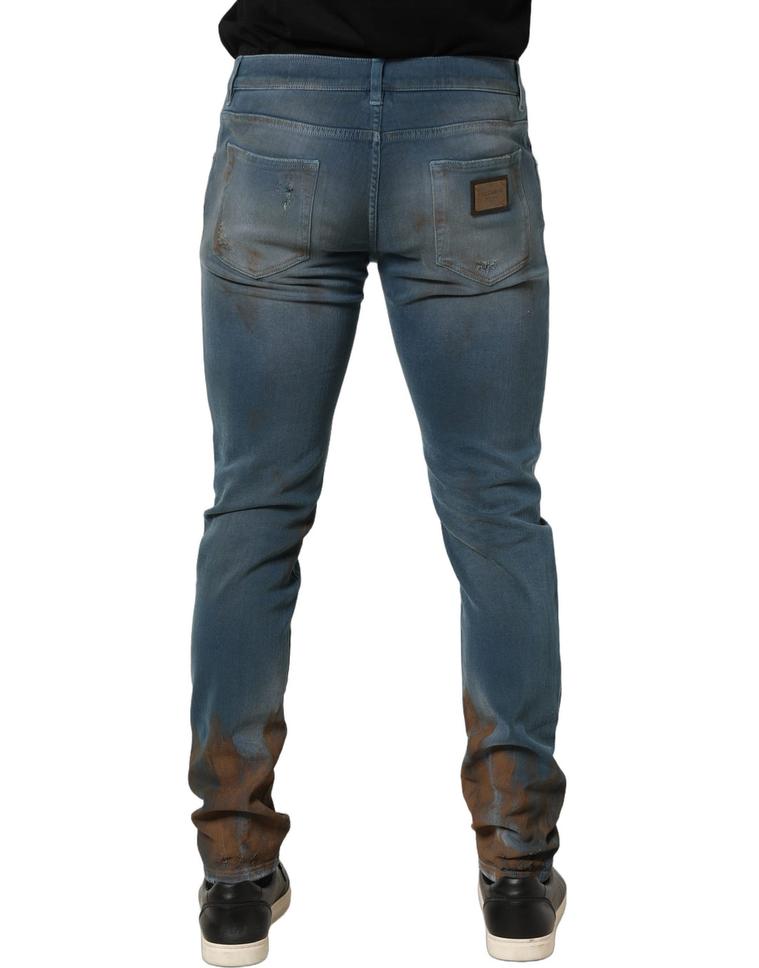 Dolce &amp; Gabbana Blue Distressed Mid Waist Skinny Denim Jeans