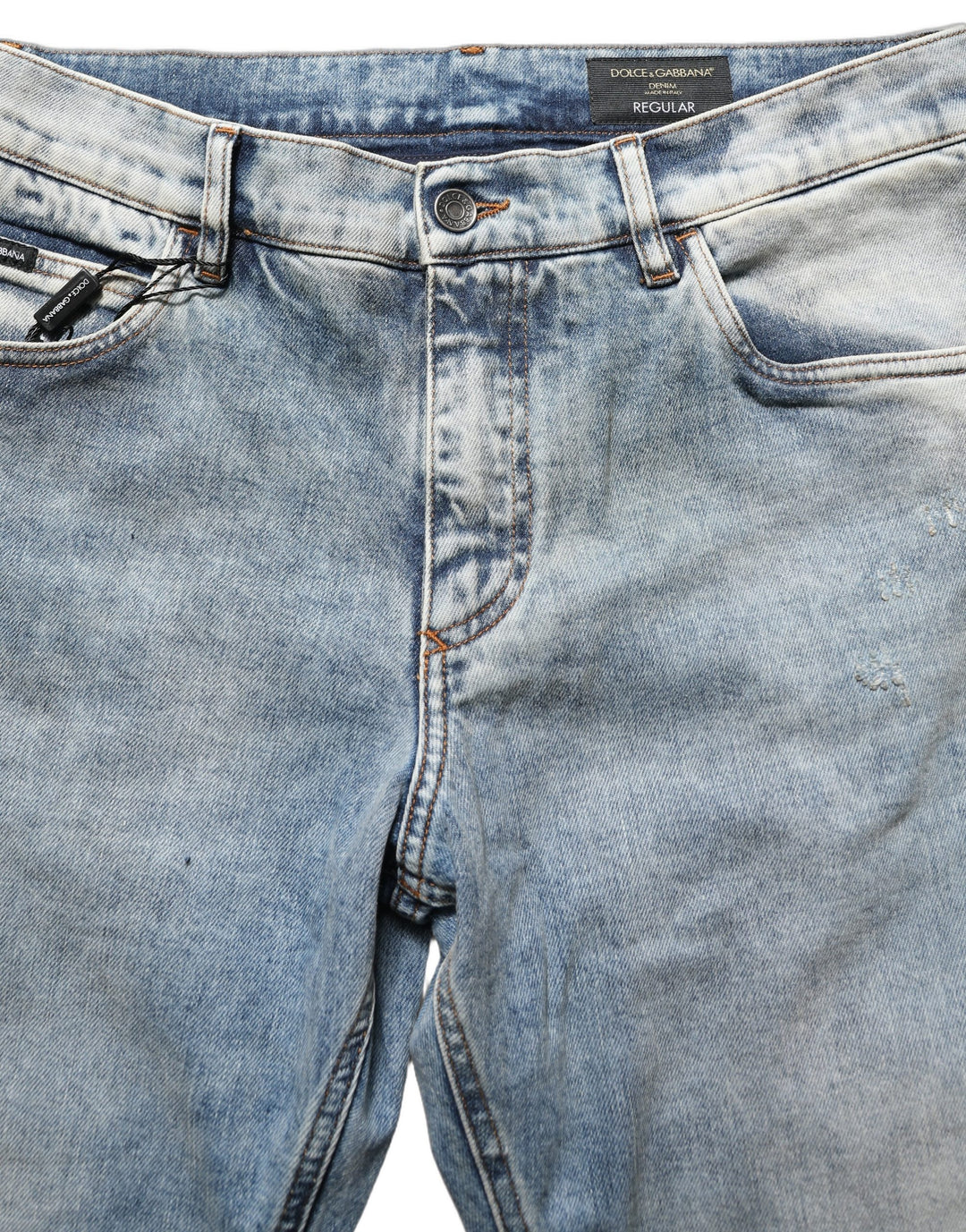 Dolce &amp; Gabbana Blue Washed Mid Waist Straight Men Denim Jeans