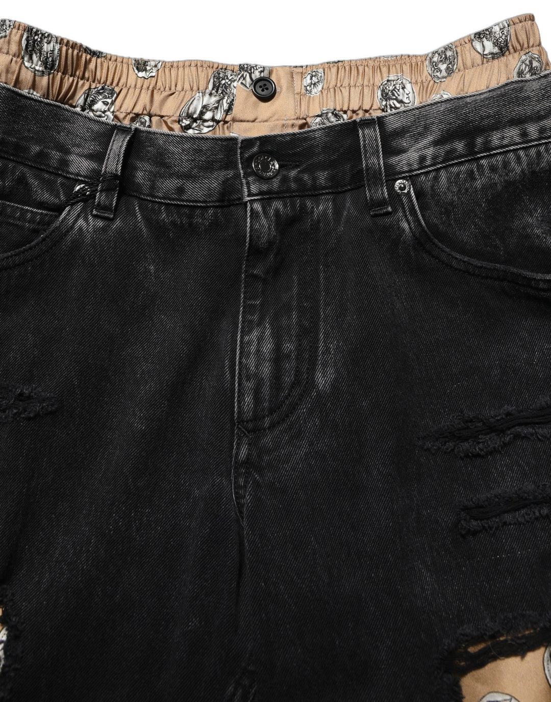 Dolce &amp; Gabbana Black Distressed Cotton Straight Denim Jeans