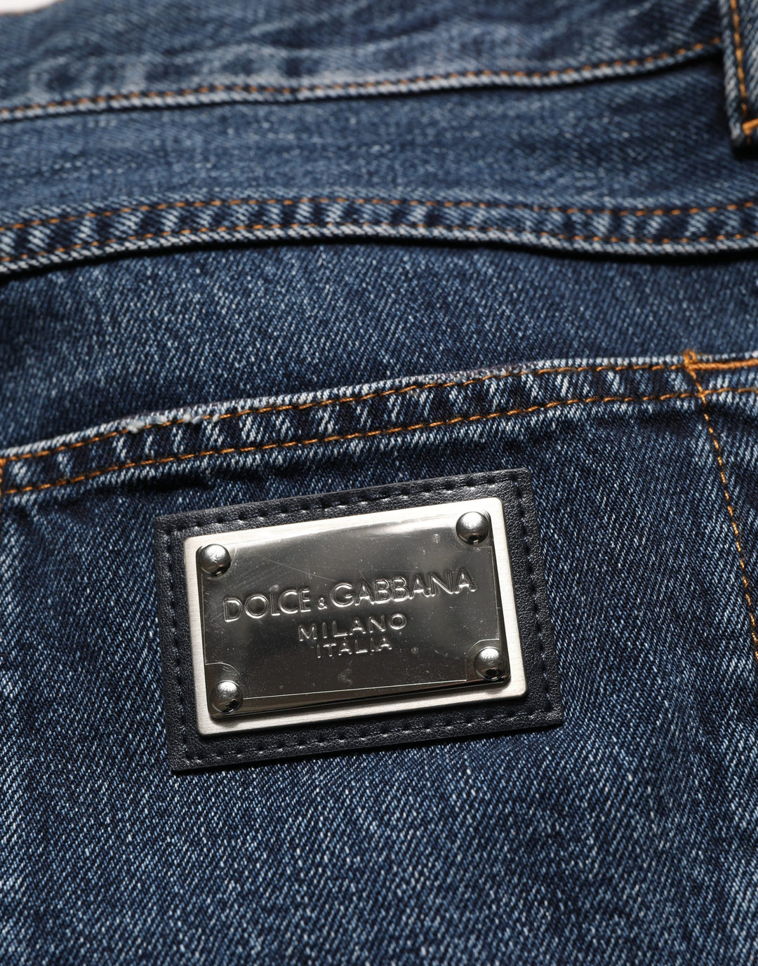 Dolce &amp; Gabbana Dark Blue Washed MidWaist Straight Denim Jeans