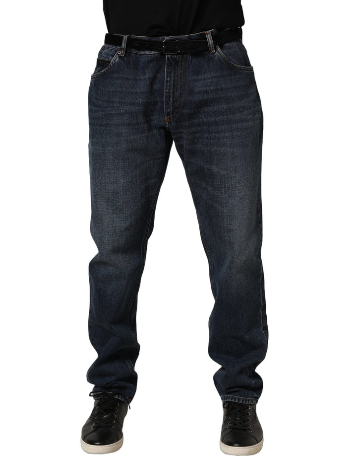Dolce &amp; Gabbana Dark Blue Washed MidWaist Straight Denim Jeans