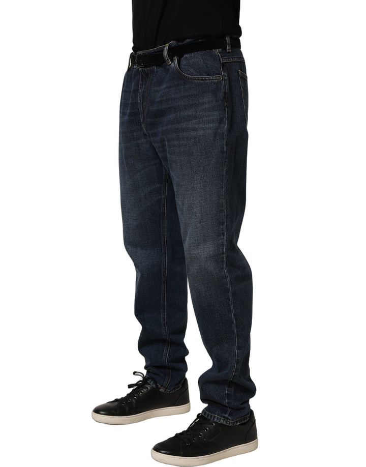 Dolce &amp; Gabbana Dark Blue Washed MidWaist Straight Denim Jeans