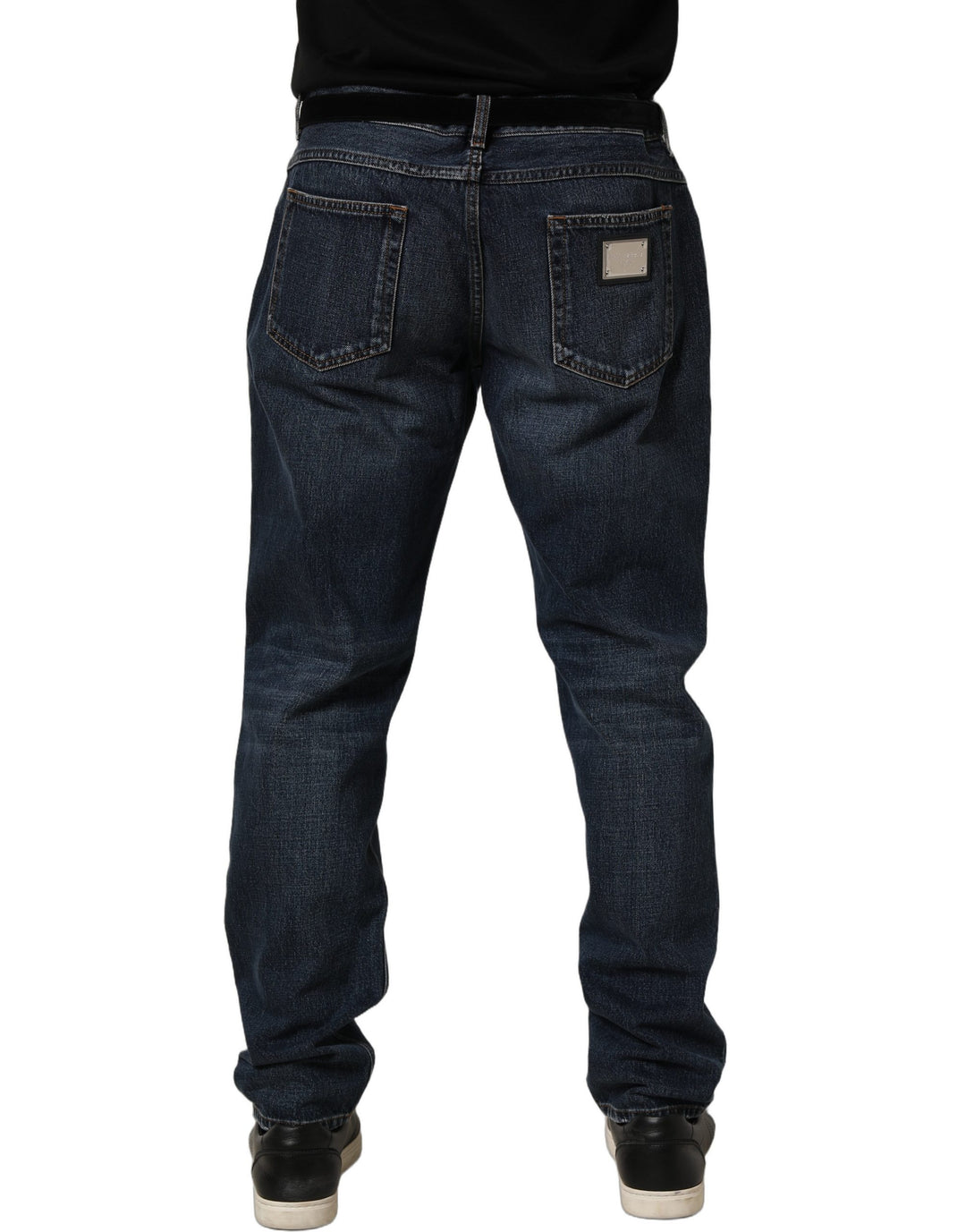 Dolce &amp; Gabbana Dark Blue Washed MidWaist Straight Denim Jeans