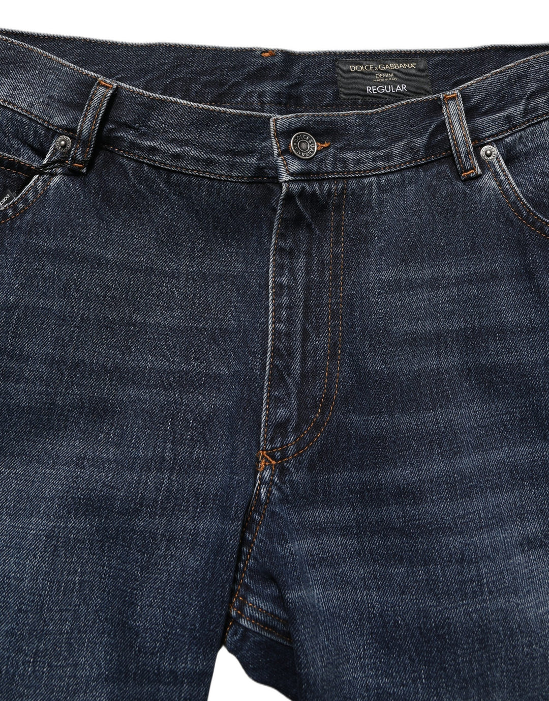 Dolce &amp; Gabbana Dark Blue Washed MidWaist Straight Denim Jeans