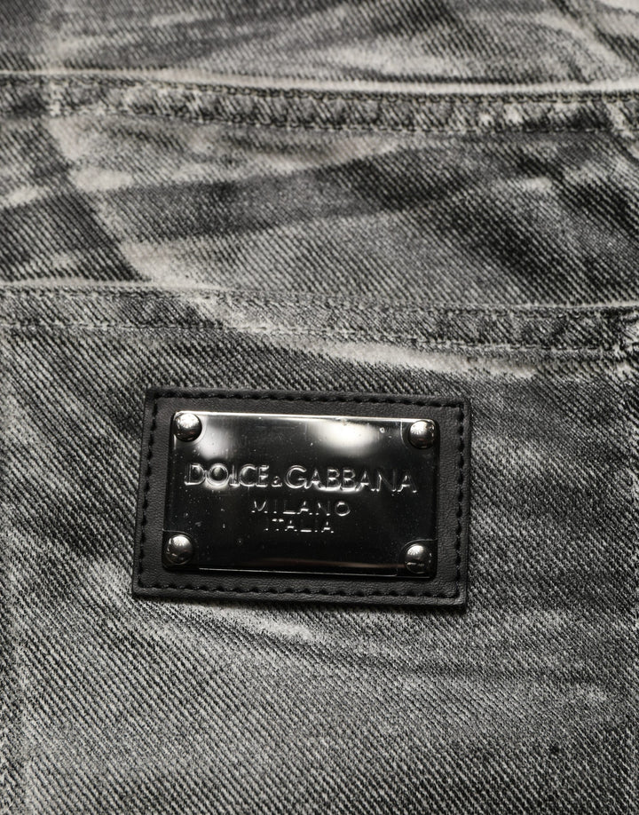 Dolce &amp; Gabbana Grey Washed Mid Waist Straight Denim Jeans