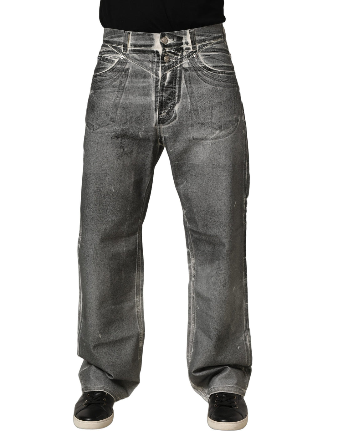 Dolce &amp; Gabbana Grey Washed Mid Waist Straight Denim Jeans
