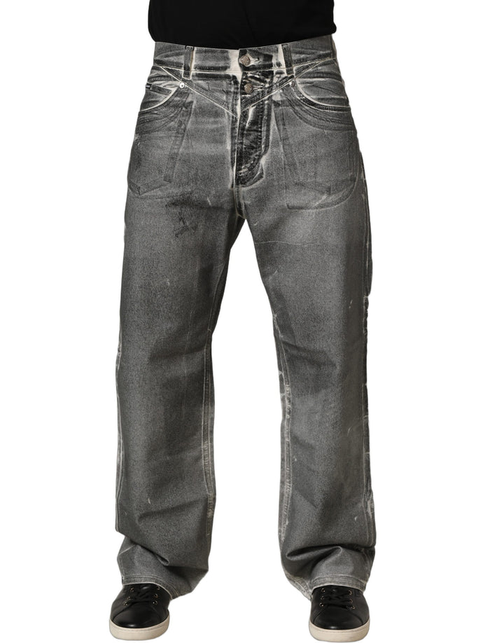 Dolce &amp; Gabbana Grey Washed Mid Waist Straight Denim Jeans