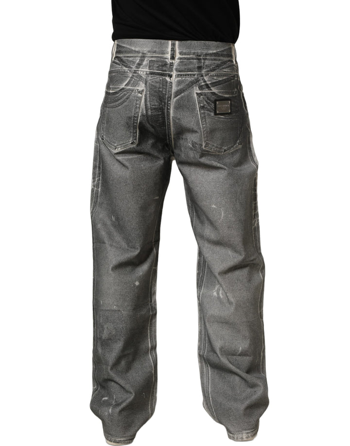 Dolce &amp; Gabbana Grey Washed Mid Waist Straight Denim Jeans