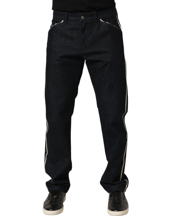 Dolce &amp; Gabbana Black Cotton Mid Waist Classic Men Denim Jeans