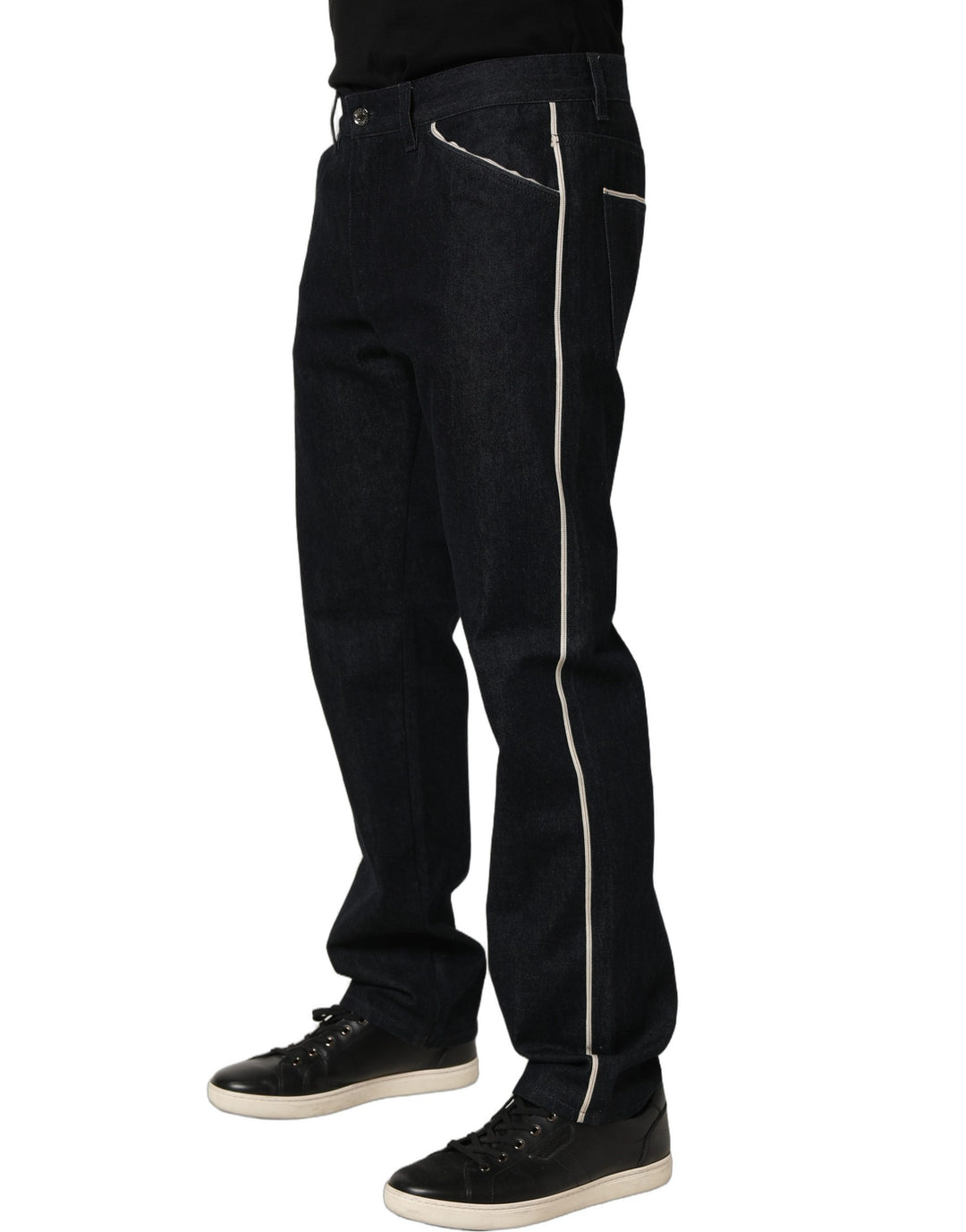 Dolce &amp; Gabbana Black Cotton Mid Waist Classic Men Denim Jeans