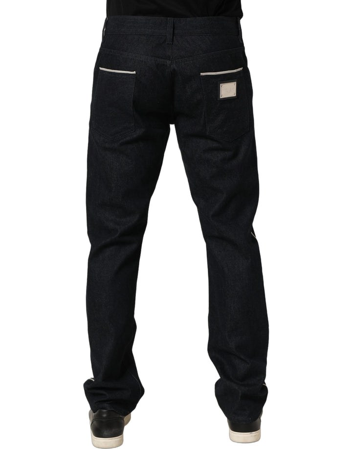 Dolce &amp; Gabbana Black Cotton Mid Waist Classic Men Denim Jeans