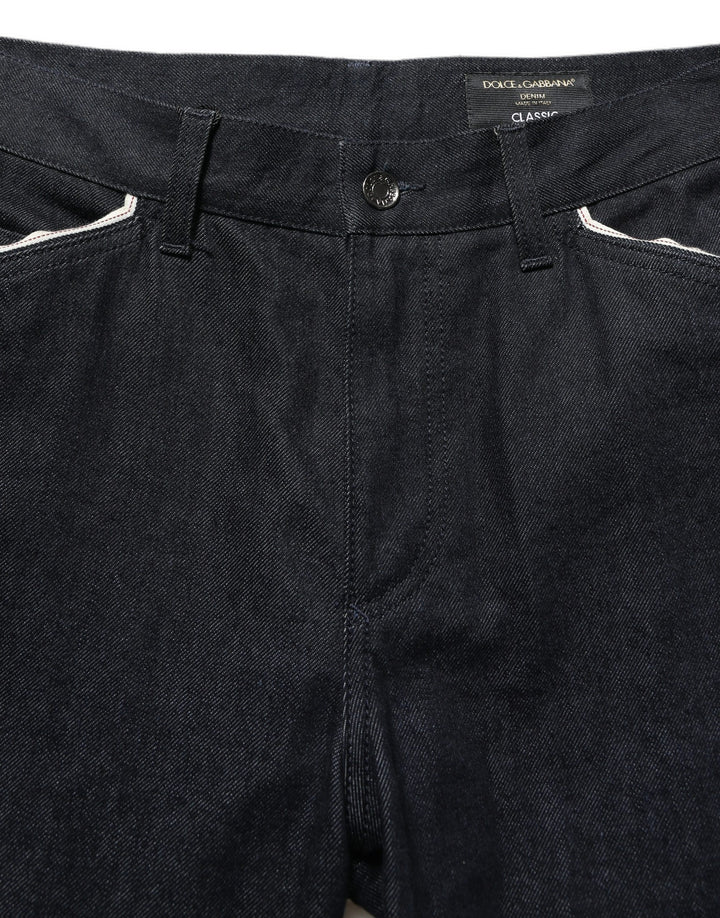 Dolce &amp; Gabbana Black Cotton Mid Waist Classic Men Denim Jeans