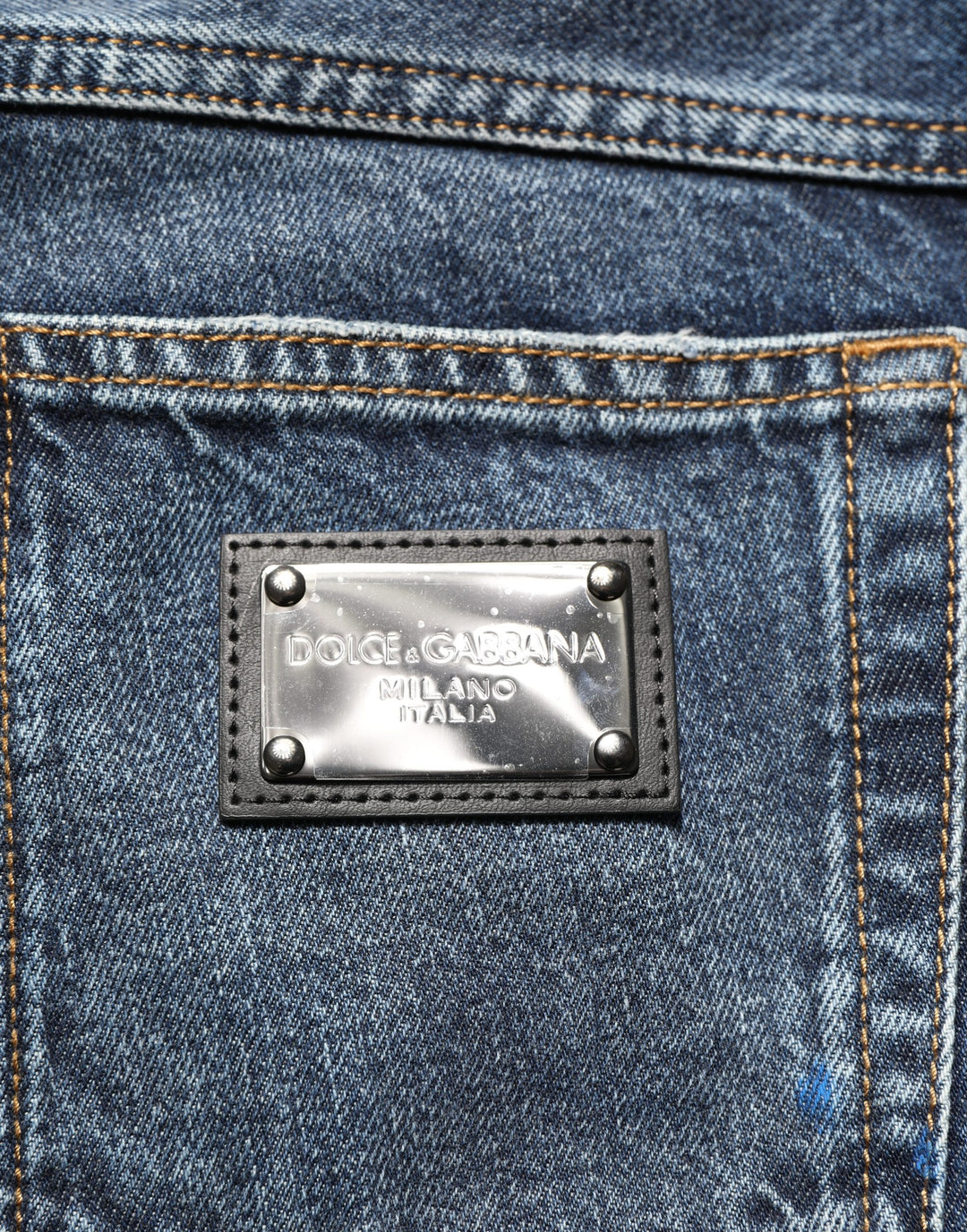 Dolce &amp; Gabbana Dark Blue Washed Mid Waist Straight Men Denim Jeans