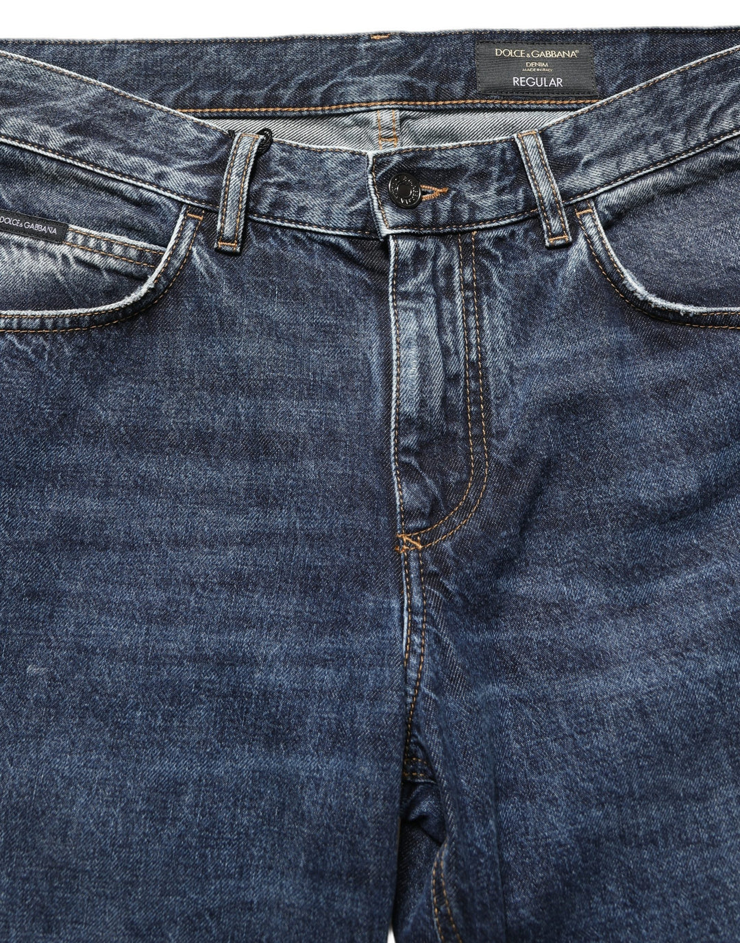 Dolce &amp; Gabbana Dark Blue Washed Mid Waist Straight Men Denim Jeans