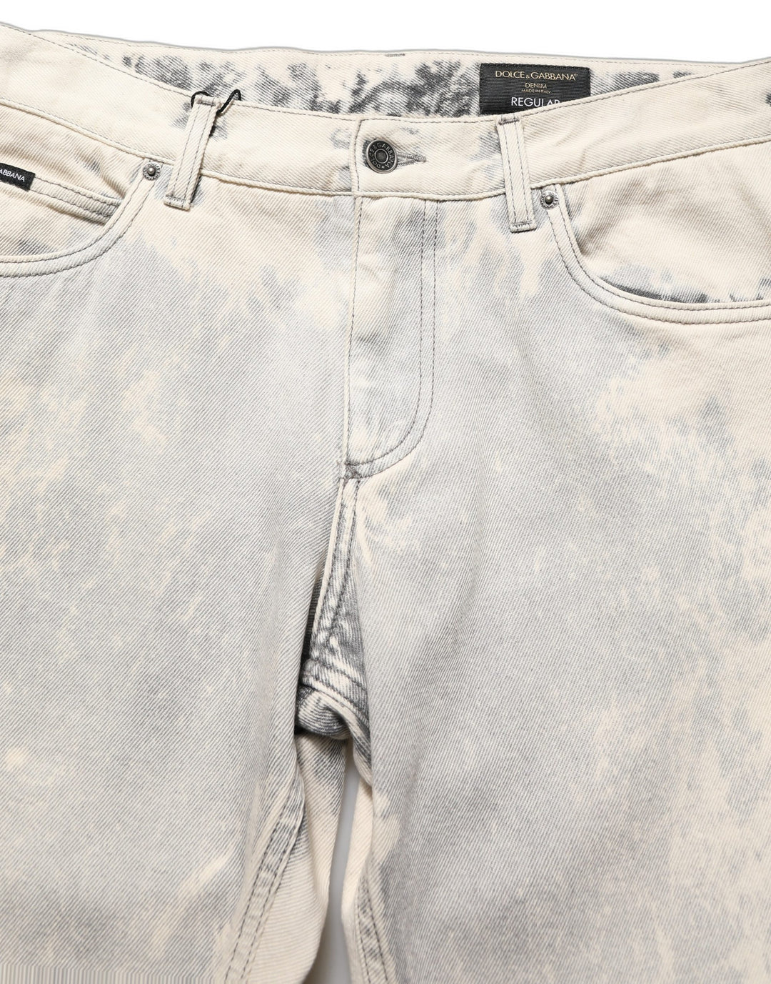 Dolce &amp; Gabbana Beige Tie Dye Cotton Straight Men Denim Jeans