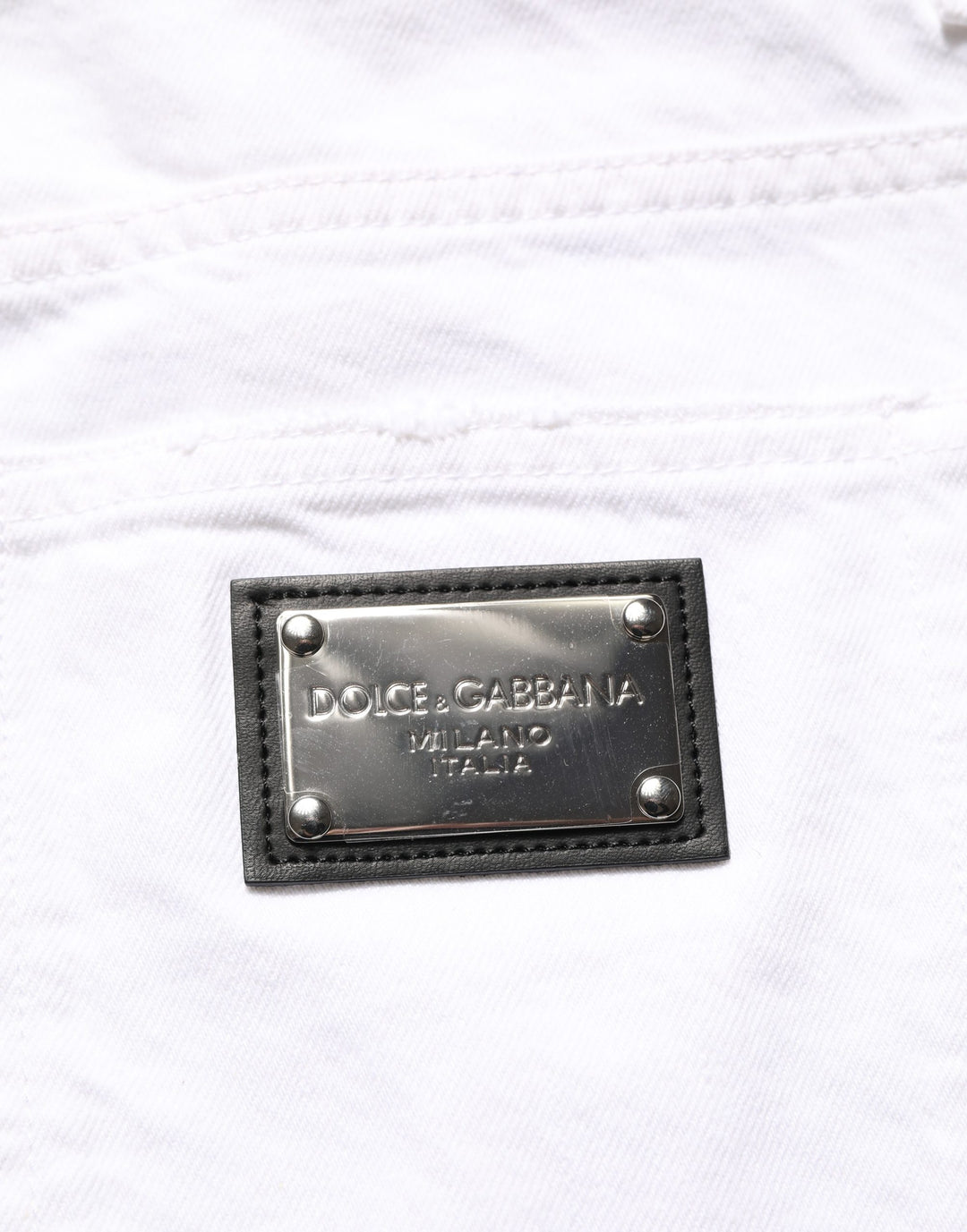 Dolce &amp; Gabbana White Cotton Ripped Slim Fit Men Denim Jeans