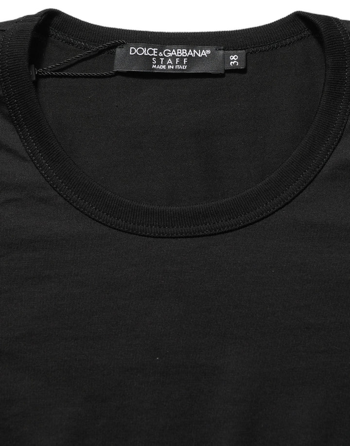Dolce &amp; Gabbana Black Cotton Round Neck Short Sleeve T-shirt