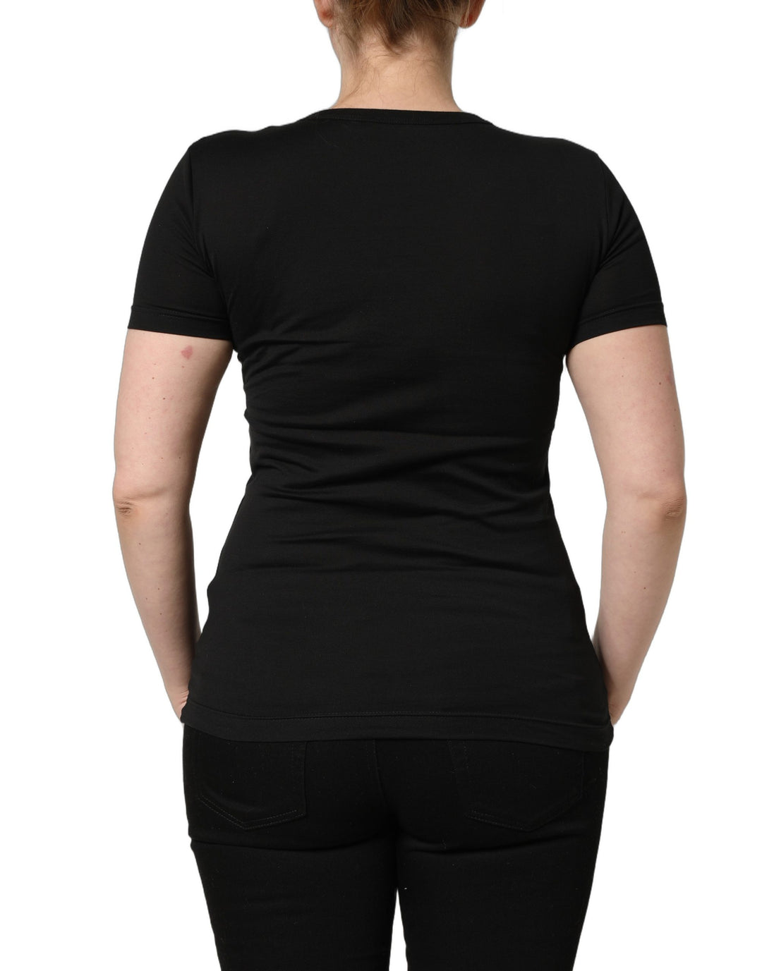 Dolce &amp; Gabbana Black Cotton Round Neck Short Sleeve T-shirt