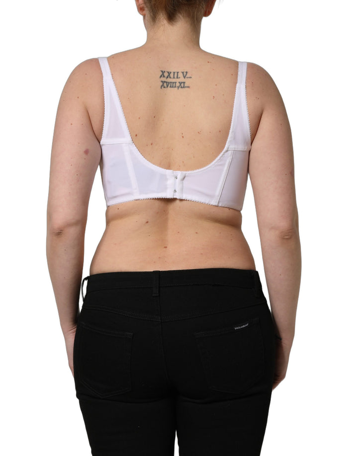 Dolce &amp; Gabbana White Pearls Beaded Corset Bustier Crop Top