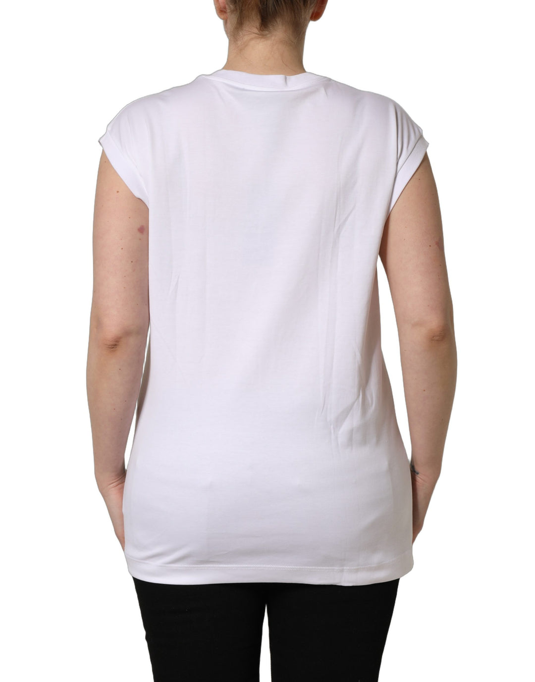 Dolce &amp; Gabbana White Logo Round Neck Sleeveless T-shirt