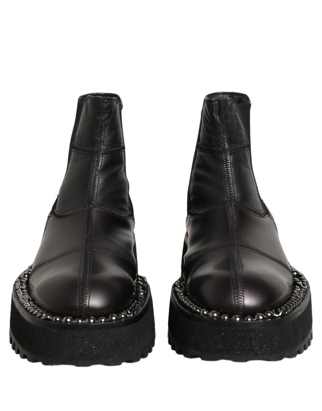 Dolce &amp; Gabbana Black Leather Slip On Chelsea Boots Shoes