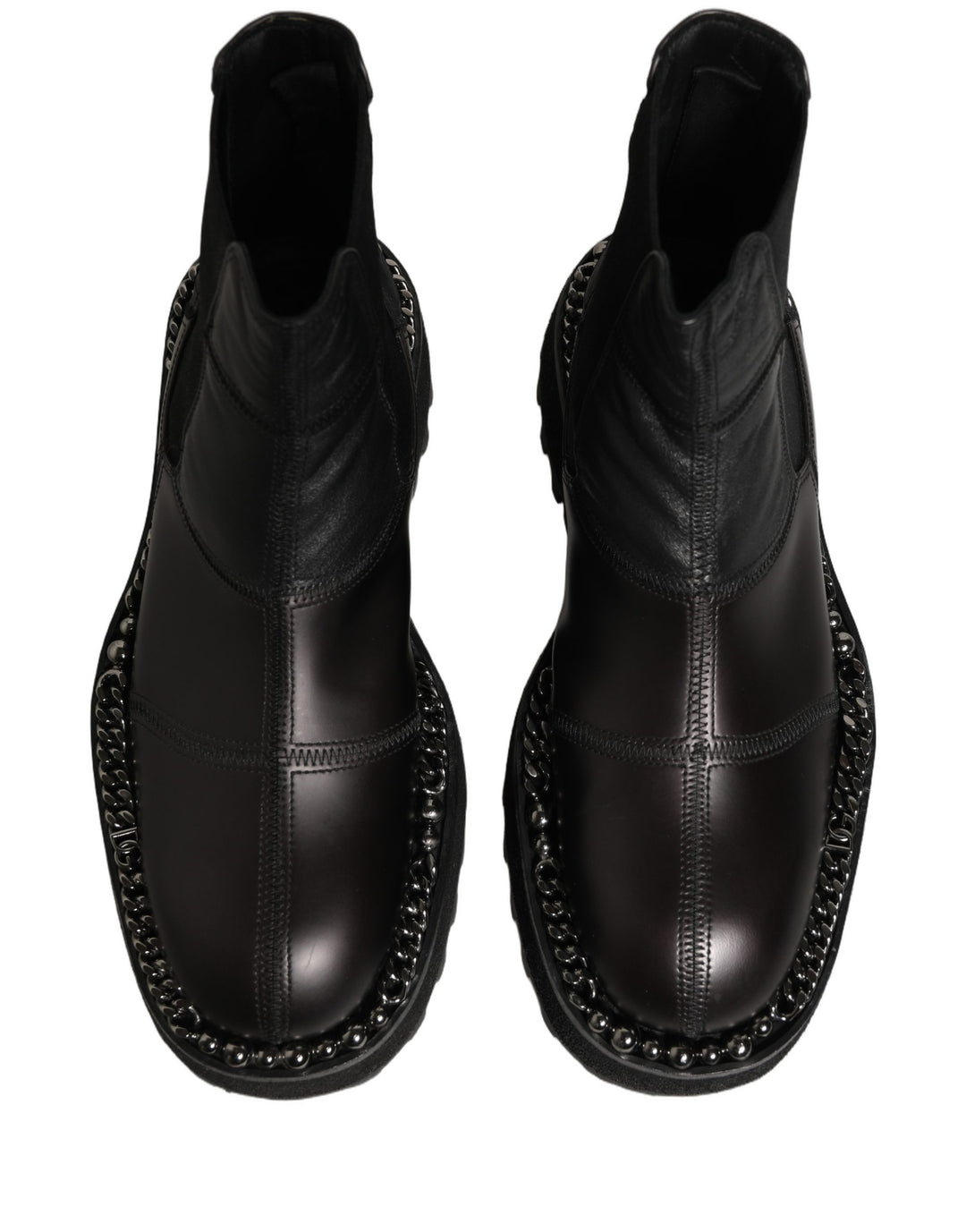 Dolce &amp; Gabbana Black Leather Slip On Chelsea Boots Shoes