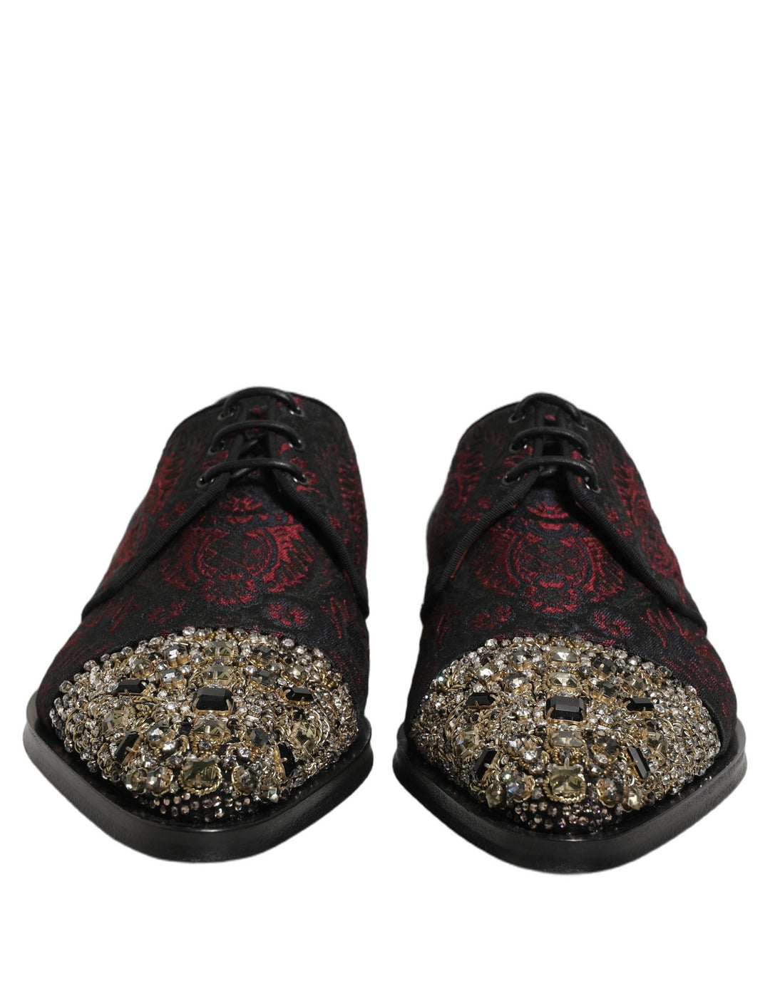 Dolce &amp; Gabbana Black Red Embellished Derby Dress Formal Shoes