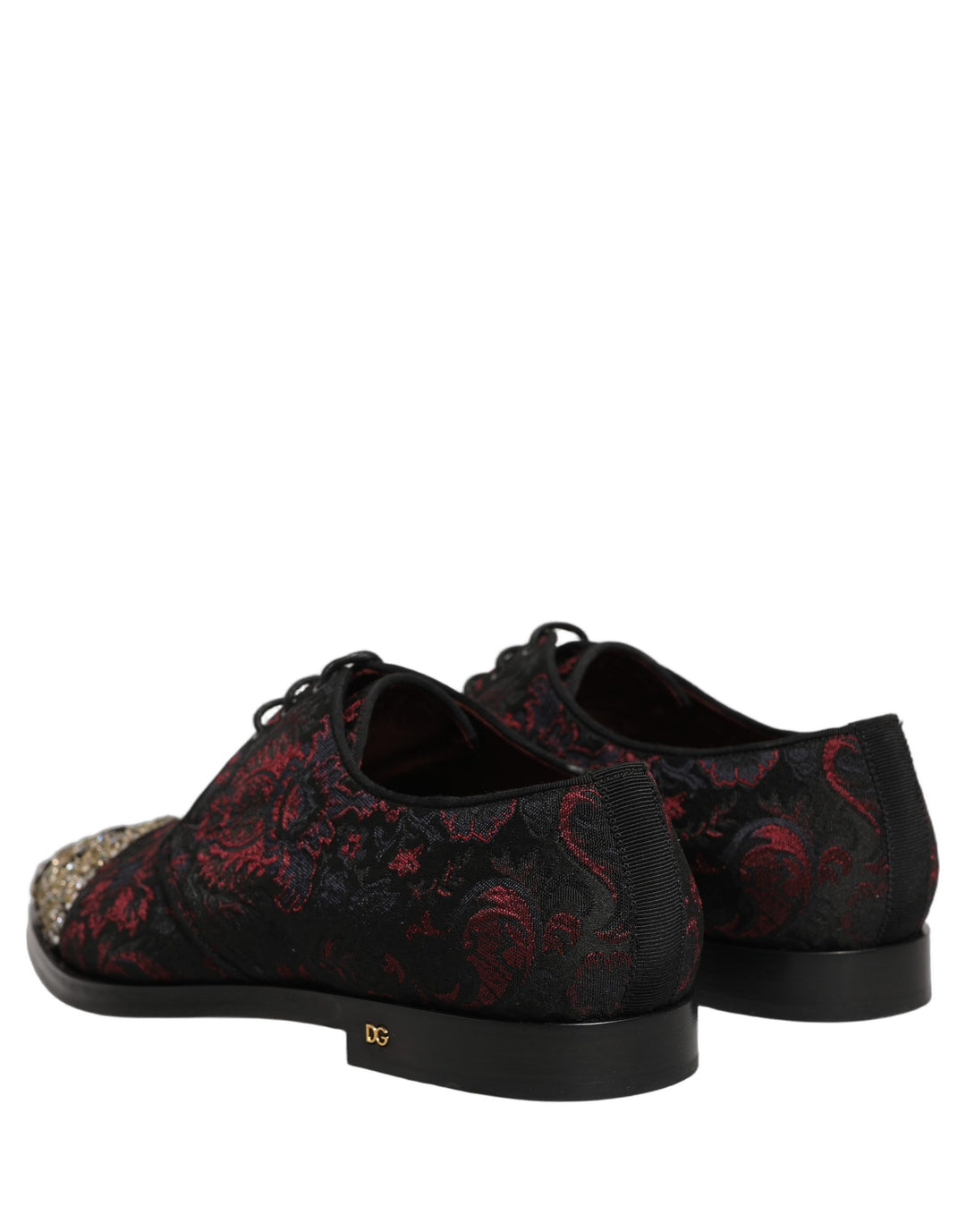Dolce &amp; Gabbana Black Red Embellished Derby Dress Formal Shoes