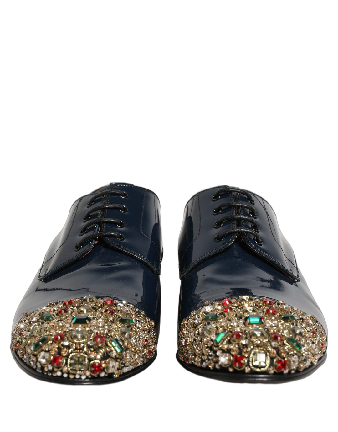 Dolce &amp; Gabbana Blue Embellished Men Derby Dress Formal Shoes