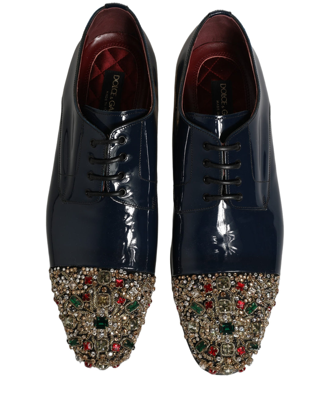 Dolce &amp; Gabbana Blue Embellished Men Derby Dress Formal Shoes