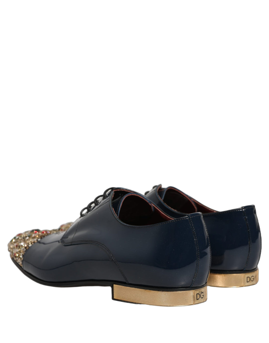 Dolce &amp; Gabbana Blue Embellished Men Derby Dress Formal Shoes