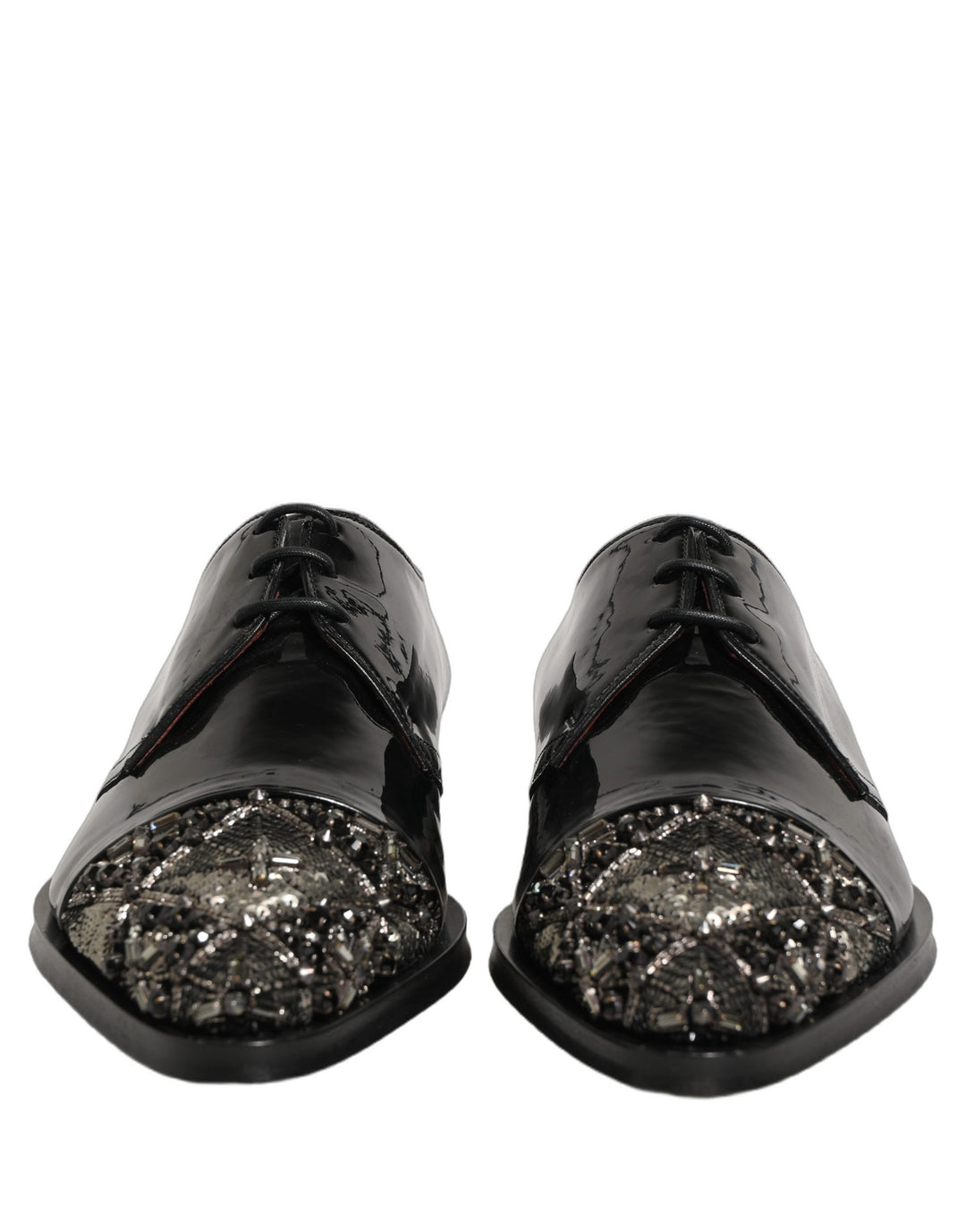 Dolce &amp; Gabbana Black Embellished Men Derby Dress Formal Shoes