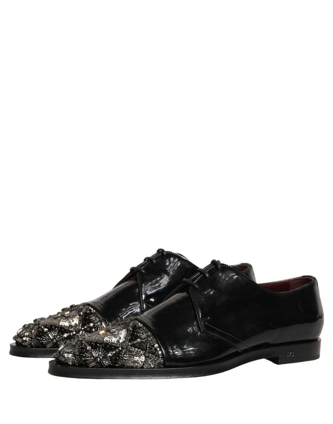 Dolce &amp; Gabbana Black Embellished Men Derby Dress Formal Shoes