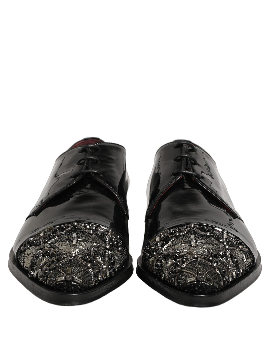Dolce &amp; Gabbana Black Embellished Derby Dress Formal Shoes