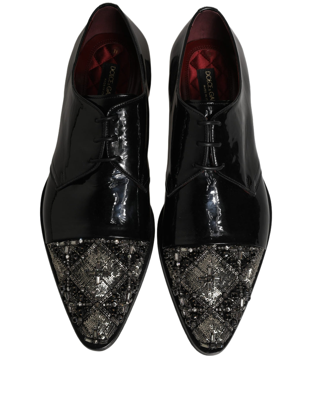 Dolce &amp; Gabbana Black Embellished Derby Dress Formal Shoes