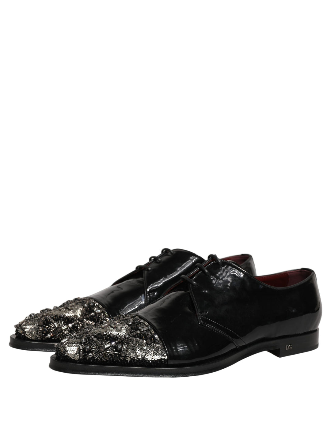 Dolce &amp; Gabbana Black Embellished Derby Dress Formal Shoes