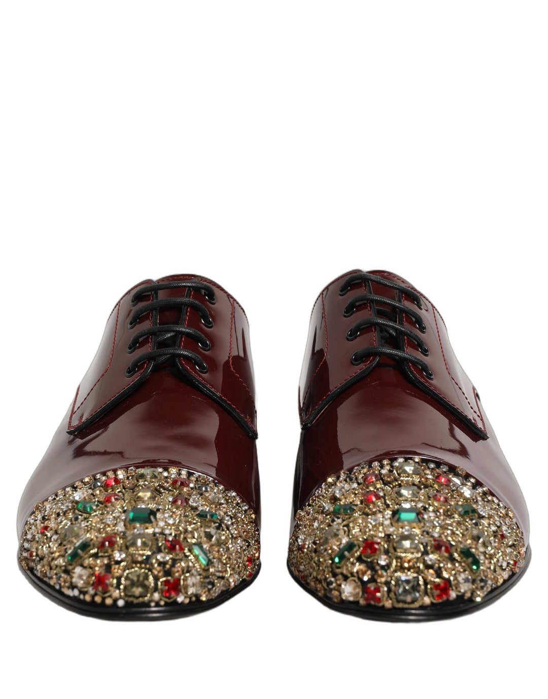 Dolce &amp; Gabbana Maroon Embellished Derby Dress Formal Shoes
