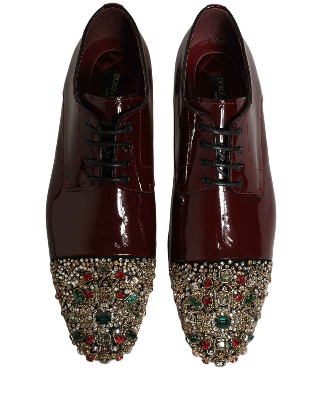 Dolce &amp; Gabbana Maroon Embellished Derby Dress Formal Shoes