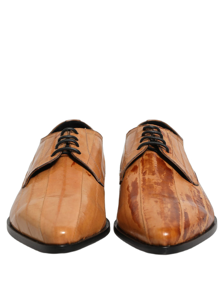 Dolce &amp; Gabbana Brown Leather Lace Up Men Derby Dress Shoes