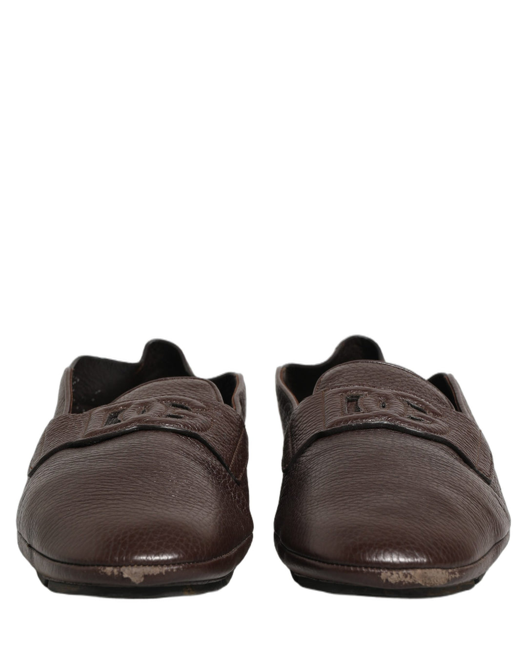 Dolce &amp; Gabbana Brown Deerskin Leather Driver Loafers Shoes